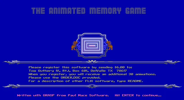 Animated Memory Game, The