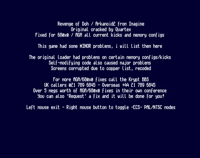 Arkanoid Revenge of Doh (1988 11 05)(Imagine)[cr QTX][f AGA NOMAD]