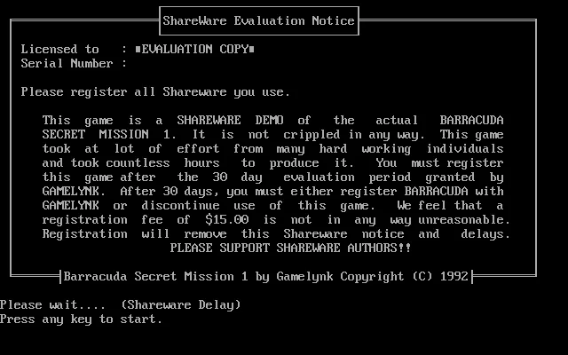 Barracuda: Secret Mission 1 [shareware edition]