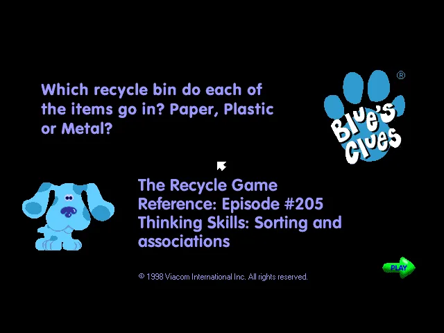 Blue's Clues - Recycle Game