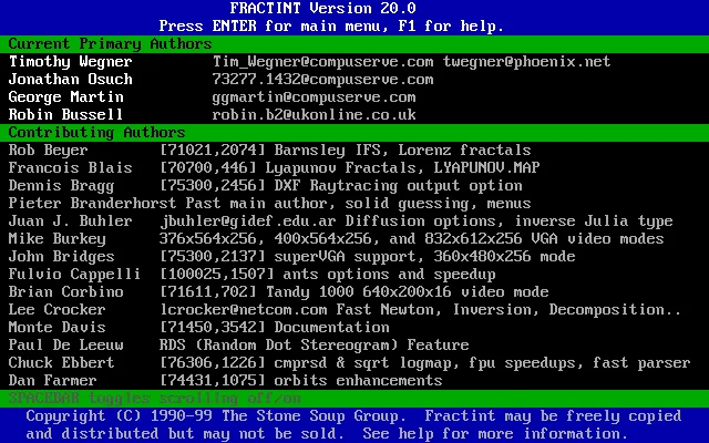 Fractint Fractal generator 20.0 DOS